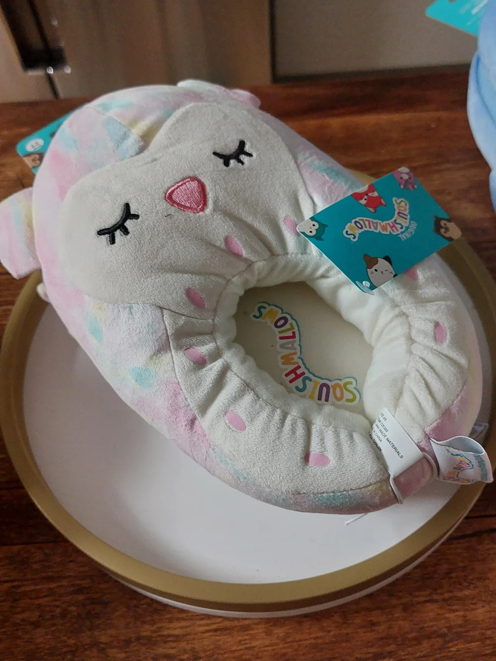Squishmallows Pastel Tie-Dye Bunny Slipper - Pink, Cream, Mint